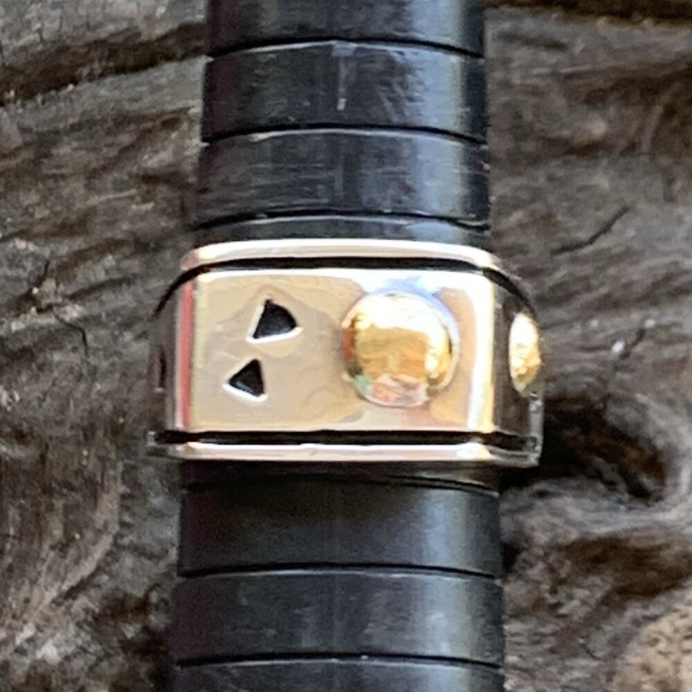 John Atencio Ring Size 8 18K Gold and Sterling Silver Modernist Band Unisex